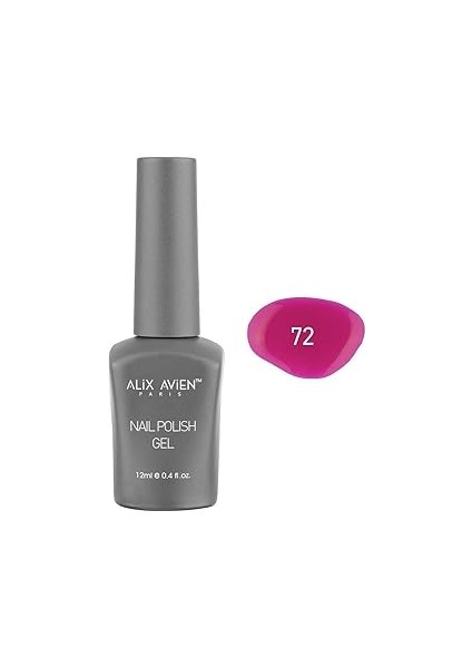 Alix Avien Neon Fuşya Pembe Kalıcı Oje 72-Yoğun Renk Veren Oje 12 Ml-Nail Uv Gel Polish 72