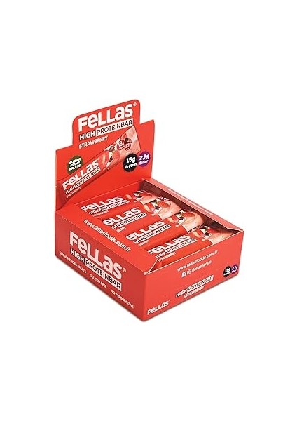 Fellas Çilekli Yüksek Protein Bar 45 G x 12 Adet