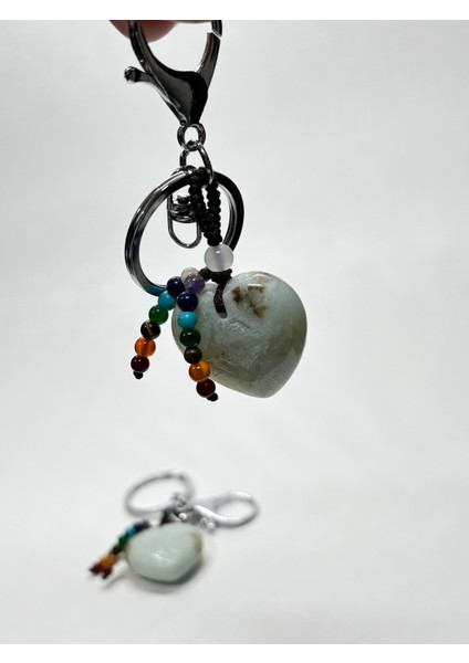 Amazonit Doğaltaş Duygusal Denge Anahtarlığı Charm Kalp