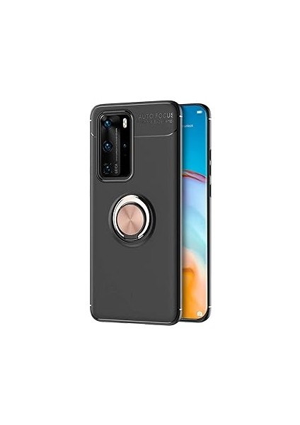 Microsonic P40 Için Kılıf Kickstand Ring Holder Siyah Rose [P40 ile Uyumlu Kılıf - S