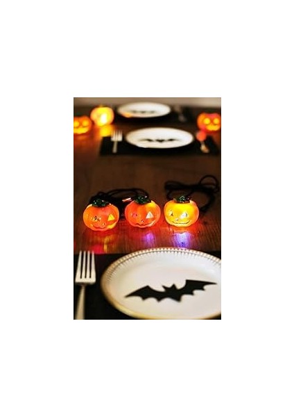 Beysüs Cadılar Bayramı Halloween Pilli Balkabağı Kolye 3 Lü