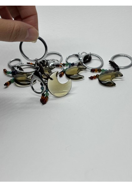 Dumanlı Kuvars Doğaltaş Radyasyon Savar Anahtarlık Charm Hilal fiyatları