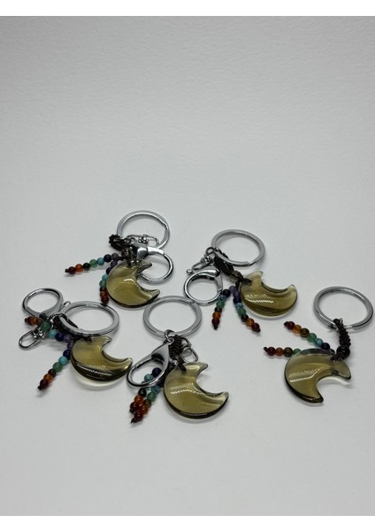 Dumanlı Kuvars Doğaltaş Radyasyon Savar Anahtarlık Charm Hilal modelleri