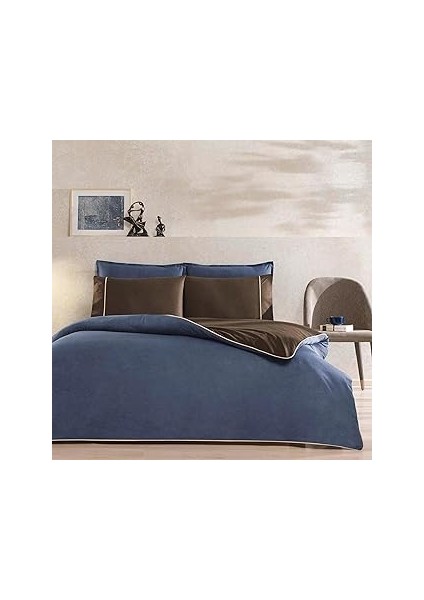 Taç Pamuk Rıven Nevresim Takımı Lacivert Çift Kişilik