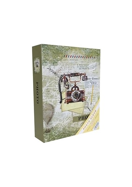 Rabsev Fotoğraf Albümü 10X15CM 200 Fotoğraf Kapasiteli Renkli Antika Telefon Desenli Anı Albümü