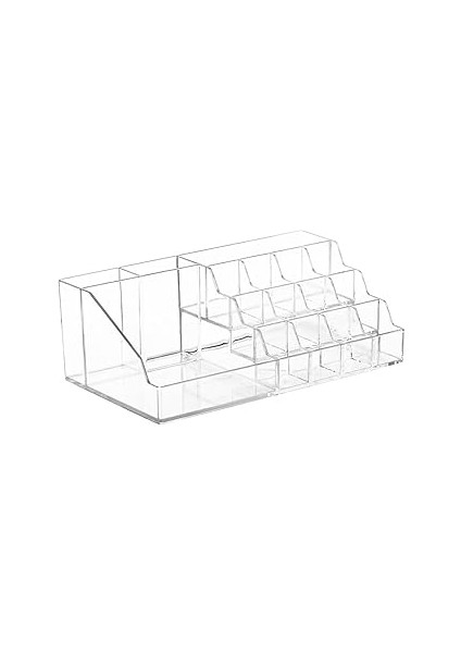 Makyaj ve Takı Düzenleyici Organizer- Şeffaf Kozmetik Organizer - Ruj Takı Oje Standı 3 Katlı Fırça