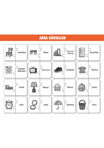 Bymeyla 16 Parça Eşyalar Alemi | Zeka Geliştirici Eşleştirme Puzzle Eğitim Seti fiyatları