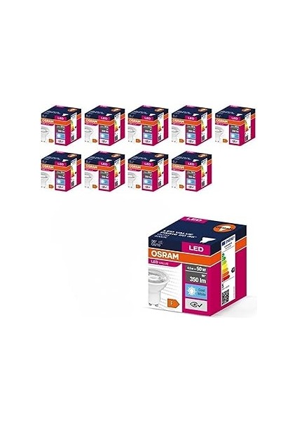 10'lu Osram Value PAR16 50 36D 4.5W Soğuk Beyaz 4000K GU10 LED Ampul