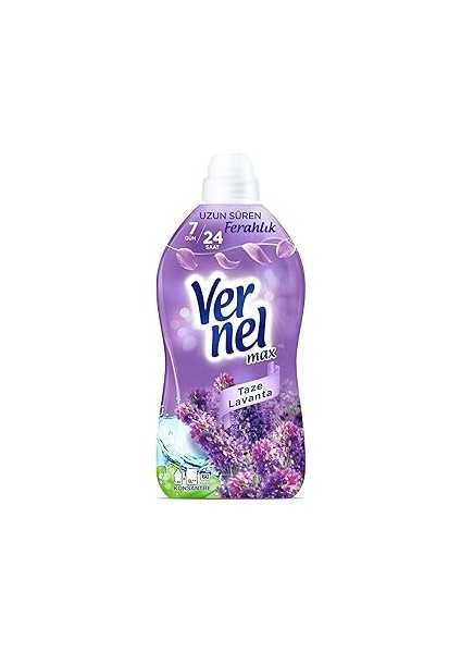Vernel Taze Lavanta Kokulu 60 Yıkama Konsantre Çamaşır Yumuşatıcısı (1 x 1440 Ml)