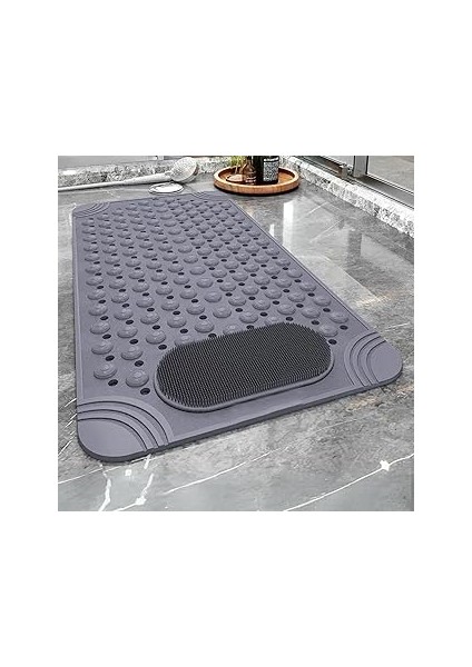 Purish | Kaymaz Banyo Paspası | Antrasit Gri | 69,5X36CM – Dikdörtgen Duş Matı, Küvet Paspası | Güç