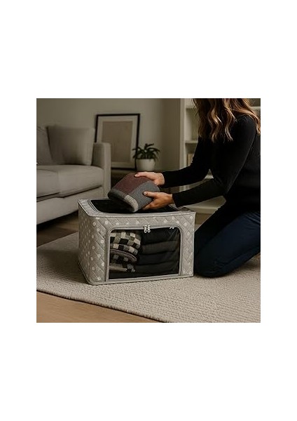 Deconox Telli Dolap Düzenleyici Kutu (40X50X30 Cm) - Katlanabilir, Dik Duran Kumaş Saklama Organize