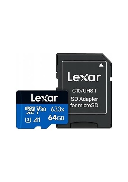 Lexar 64GB 633X Microsdxc Uhs-I U3 100/45 Mb/sn Yüksek Performanslı Microsd Hafıza Kartı