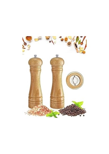 Safestore Doğal Ahşap Değirmen Karabiber Tuz Kahve Baharat Öğütücü Manuel El Değirmeni