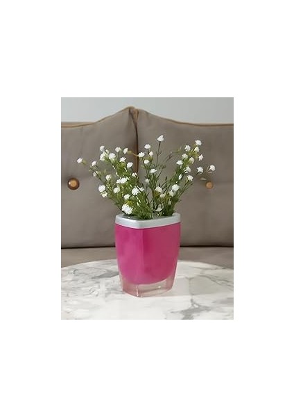 Vazo Dahi̇l,vazo Dahi̇l,vazoda Çi̇çek,beyaz Yapay Çi̇çek,vazo Dekorati̇f Gri̇ Pembe Poli̇resi̇n 8X4X16CM