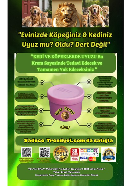 Kediler ve Köpekler Için Uyuz Tedavi Kremi 60 Mililitre Etkili Sonuçlar Elde Edin