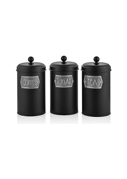 The Mia Çay Şeker Kahve Kavanozu 1,60 Lt Siyah