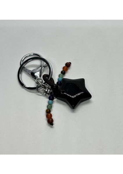 Obsidyen Doğaltaş Güç Anahtarlığı Charm Yıldız fiyatları