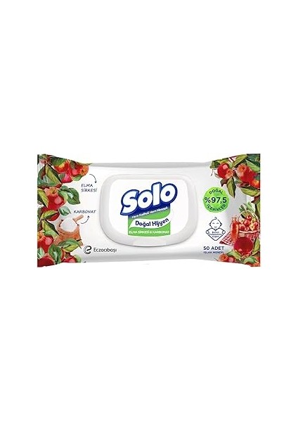 Solo Doğal Hijyen Elma & Karbonat Islak Mendil, 12'li, 600 Yaprak