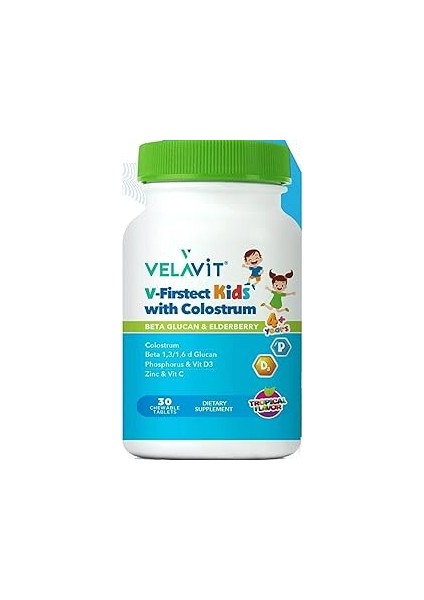 Velavit V-Firstect Kids With Colostrum 30 Çiğneme Tableti