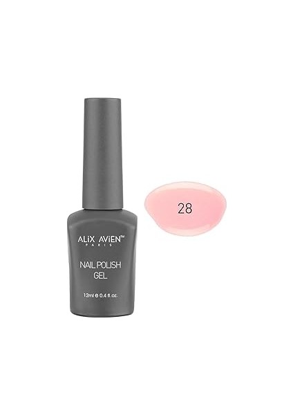 Alix Avien Uv Kalıcı Işıltılı Açık Pembe Oje 28 - Gel Polish - 12 ml
