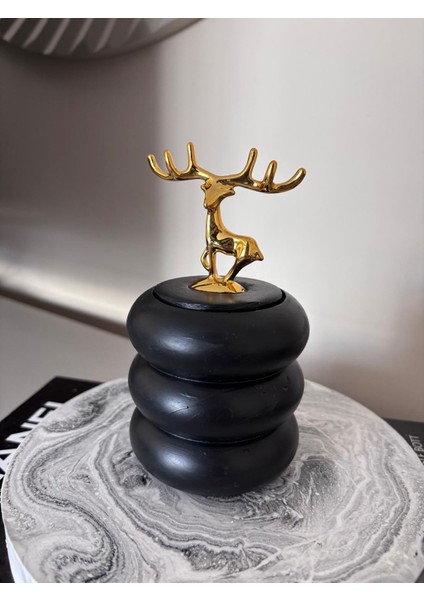 Geyik Gold Kapaklı Dekoratif Bubble Organizer Tabak/kutu Siyah