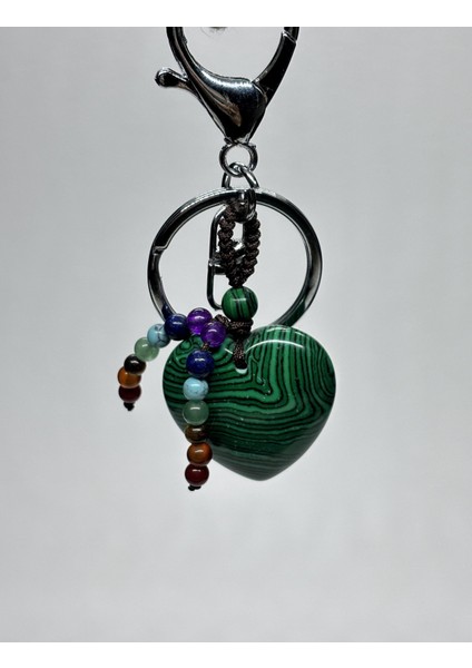 Malahit Doğaltaş Bakır Şifası Anahtarlık Charm