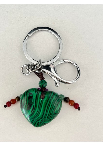 Malahit Doğaltaş Bakır Şifası Anahtarlık Charm modelleri