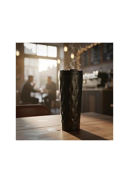 Deconox Paslanmaz Çelik Termos Kupa 400 ml | Petek Desenli, Vakum Yalıtımlı | 4-6 Saat Sıcak/soğuk