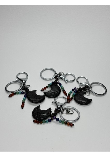 Lav Taşı Doğaltaş Anahtarlık Charm Hilal fırsatları