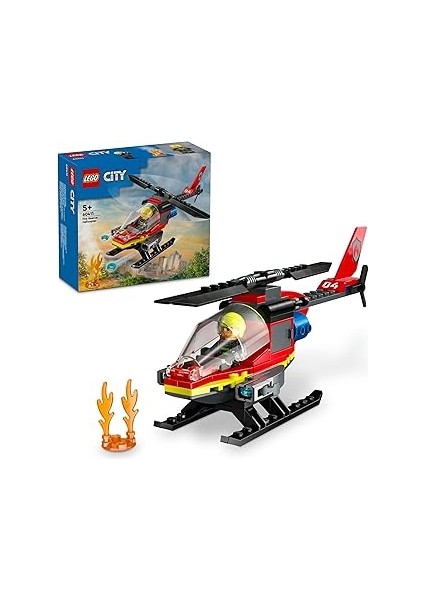 City Itfaiye Kurtarma Helikopteri 60411-5 Yaş ve Üzeri Çocuklar Için Pilot Minifigürü Içeren Y