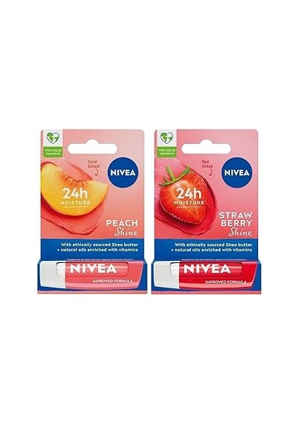 Çilek Dudak Bakım Kremi 4.8 G, Çilek Kokusu + Şeftali Dudak Bakım Kremi 4,8 G, Şeftali