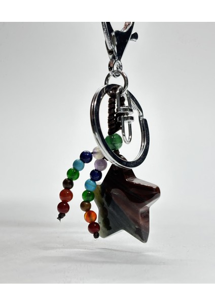 Kan Taşı Doğaltaş Anahtarlık Charm Yıldız