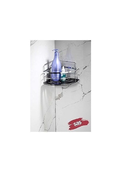 Sas Haus Yapışkanlı Ömür Boyu Paslanmaz Kristal Ayarlanabilir Raf Banyo Düzenleyici Şampuanlık Lk-0