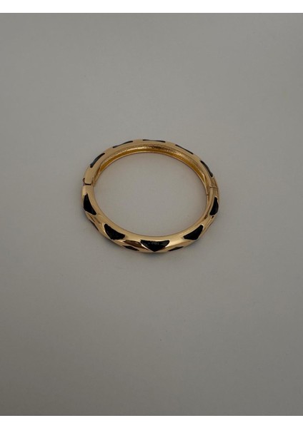 Özel Seri Üçgen Desen Siyah Mineli Gold Kelepçe modelleri