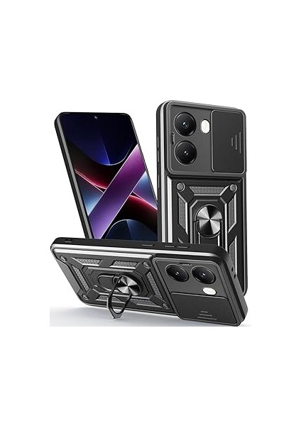 Zore ile Uyumlu X7 Kılıf Magnetik Standlı Kamera Korumalı Zore Sürgülü Vega Kapak S