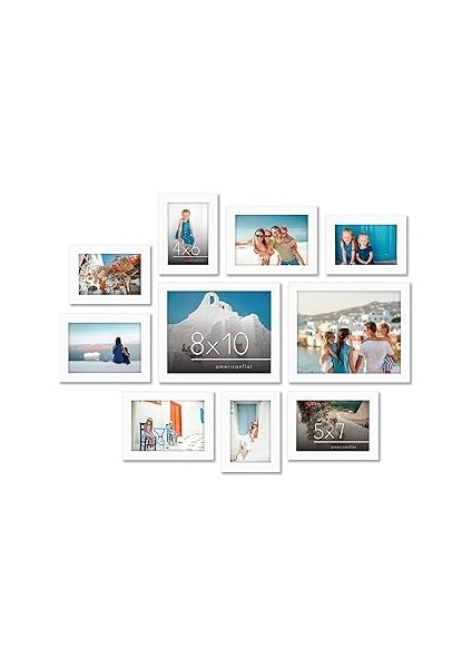 Americanflat 10 Parça Beyaz Galeri Duvar Resim Çerçevesi Seti 8X10, 5x7 ve 4x6. Kırılmaya Dayanıklı