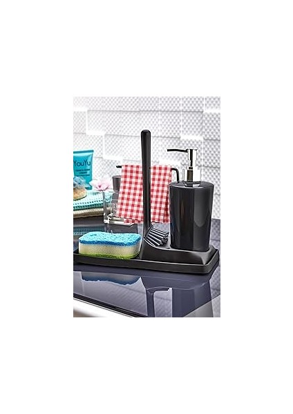 Armona Silikon Fırçalı Mutfak Banyo Sıvı Sabunluk Süngerlik Seti