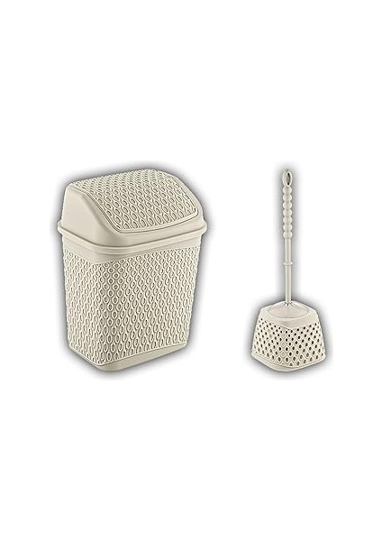 Smartware Katre Çöp Kovası ve Klozet Fırçası Latte