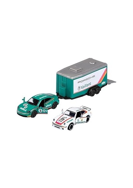 Majorette Race Trailer Porsche Taycan S & 934