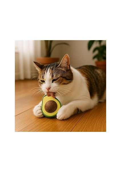 Suwors Kedi Oyuncağı – Avokado Şekilli Kedi Nanesi, Döner Başlıklı, Yapışkanlı, Stres Azaltıcı, Etk
