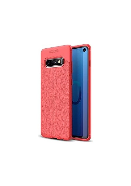 Microsonic S10 Için Kılıf Deri Dokulu Silikon Kırmızı [galaxy S10 ile Uyumlu Kılıf -