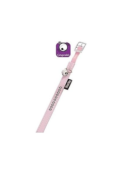 Karlie Deri Taşlı Kedi Tasma, Xs, 30CM-11MM, Toz Pembe