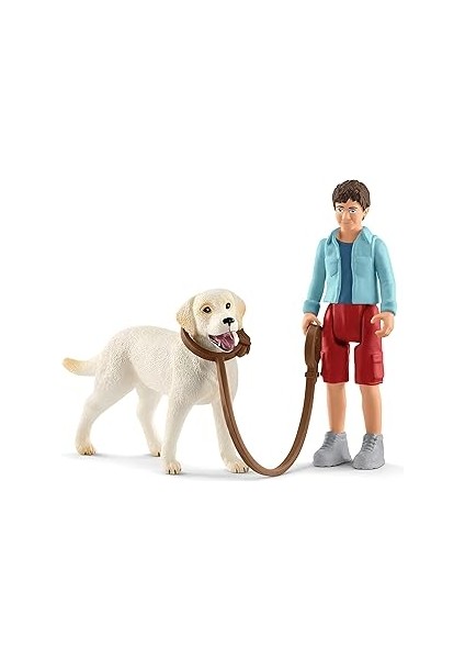 Schleich 42478 Labrador ile Yürüyüş Oyuncak Figürü, Çok Renkli