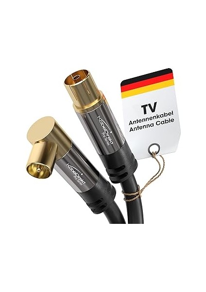 Kabeldirekt – 4K Anten Kablosu, Koaksiyel Kablolar – 90° Açılı/düz – 7,5m – Dijital/analog Tv Kablo