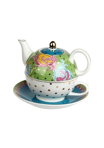 Lucky Estelle Bone Porselen Tek Kişilik Demlik & Fincan Seti