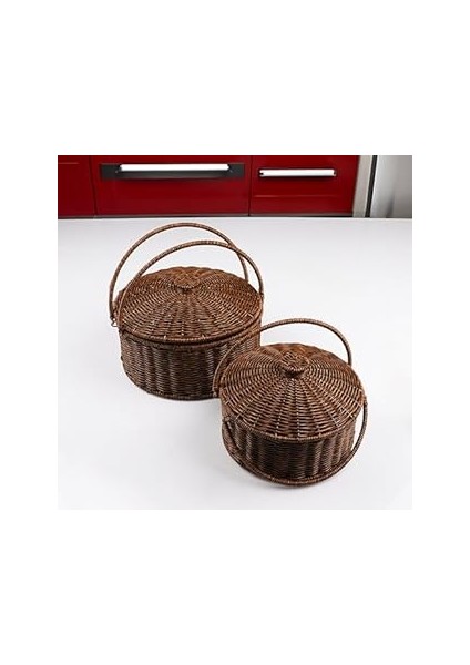 Kosova Wicker Serisi Hasır Örme 2'li Piknik Sepeti