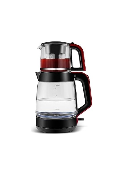 Glass Tea Xl 2 In 1 Cam Çay Makinesi Kırmızı