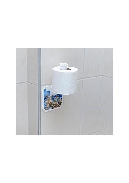 Dekoratif Karışık Desenli Tuvalet Kağıtlığı, Beyaz, Duvar Montajlı