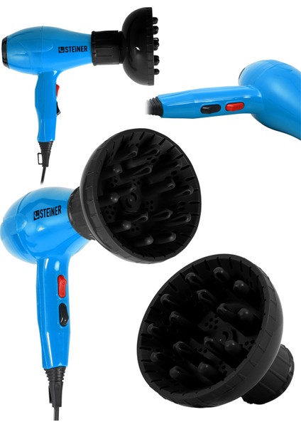 3600 Watt Professional Saç Kurutma Makinesi Ac Motor Fön Makinesi + Difüzör + 2 Adet Başlık
