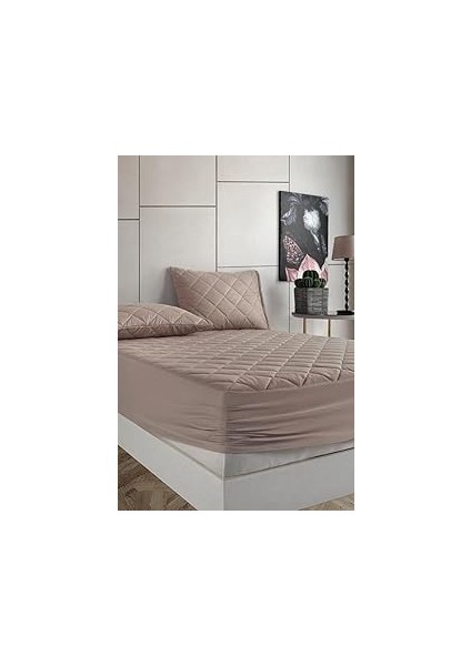 Formeya Yatak Koruyucu Alez Kapitone Kahverengi RENK%100 Pamuk Fitted Alez Çarşaf 140 x 200